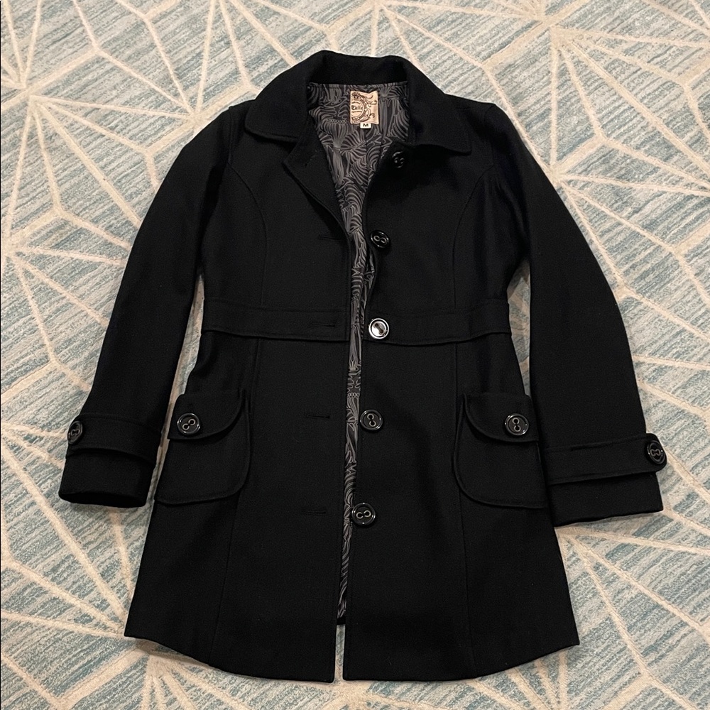 Tulle Black Wool Coat